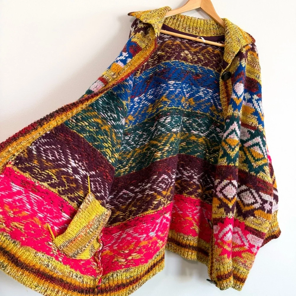 Free People Isle of Sky Multicolor Oversized Sweater Coat Women’s Size XS/S - Picture 10 of 15